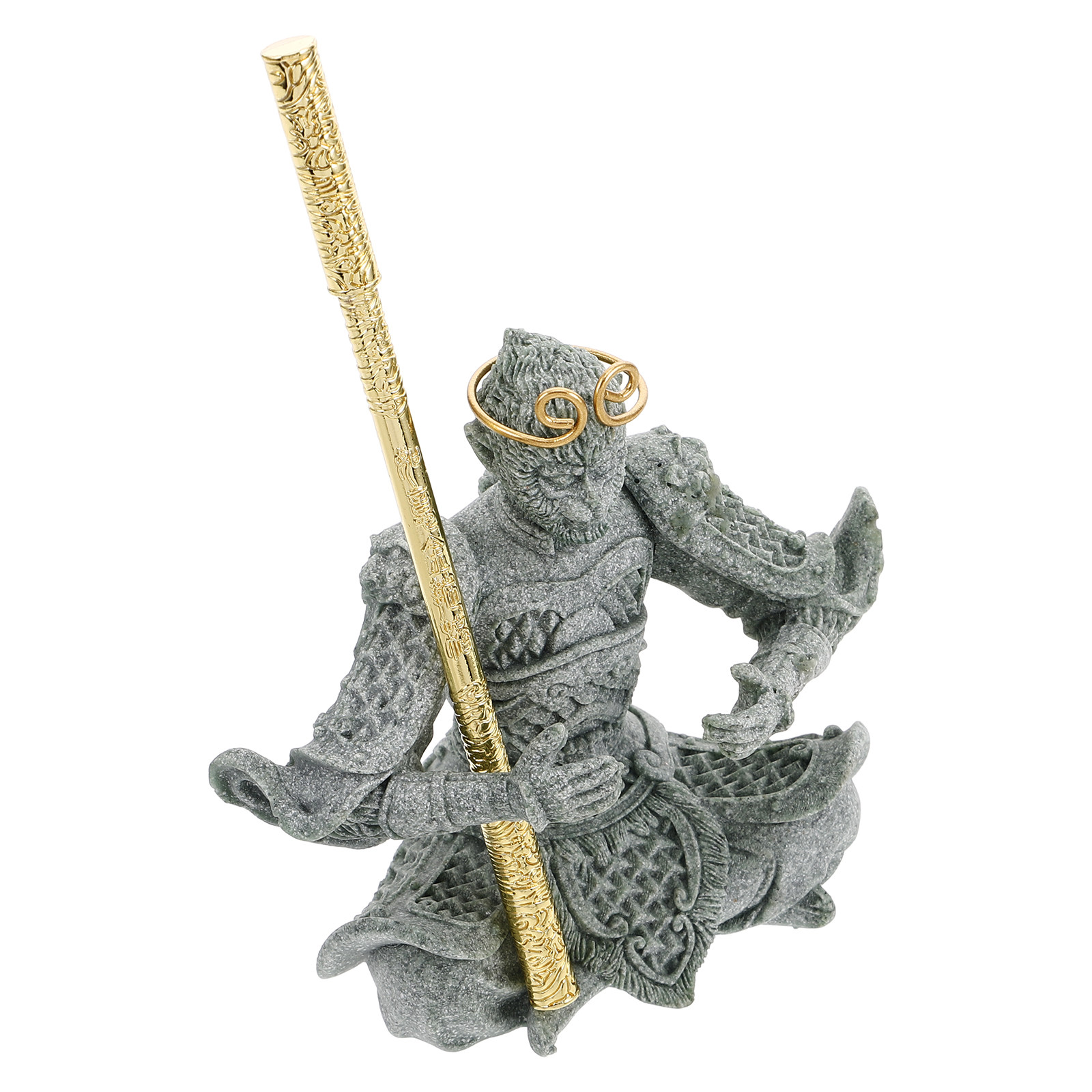 Bonsai Garden For Desk - Handgefertigte Sandstein-Statue Wukong als Tischdekoration für